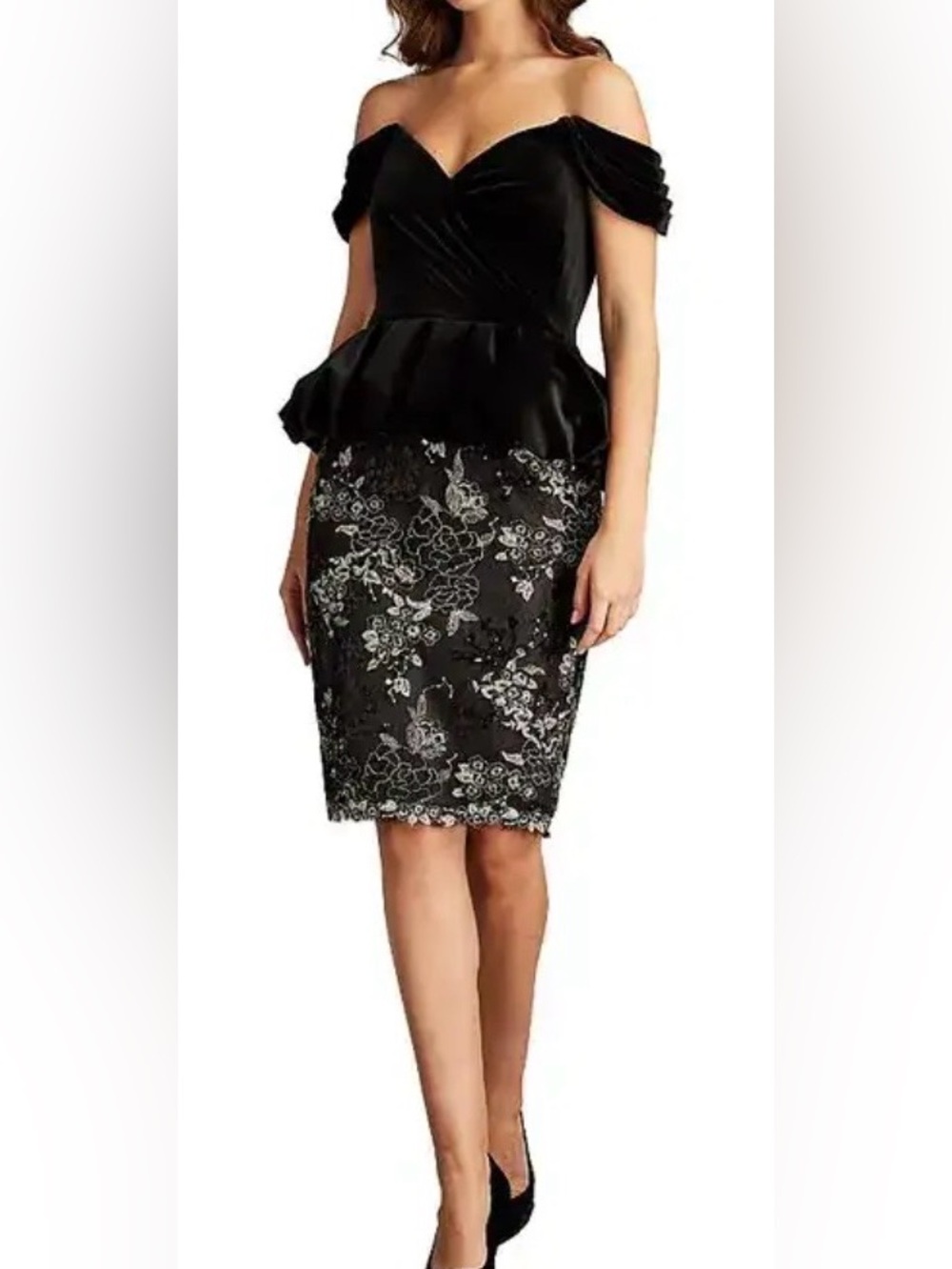 Tadashi Shoji Black Evening Dress with Branded Trim